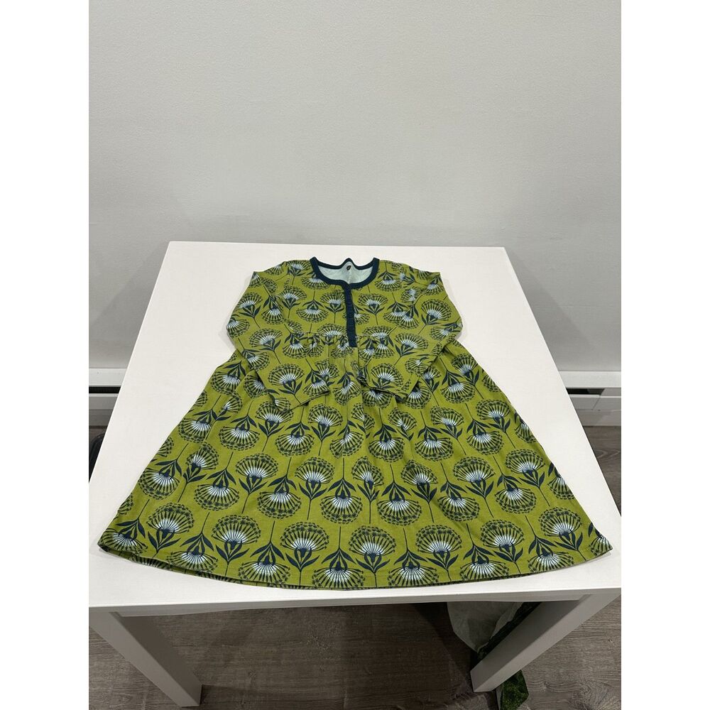 Tea Collection Girls Green Floral Long Sleeve Dress